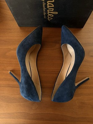 Charles David Shoes 11 Womens Pumps Blue Kid Suede Heels