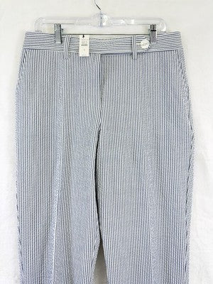Talbots Seersucker Pants 8 Tapered Ankle Market Stripe Blue Womens New NWT