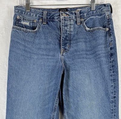 J Crew Slim Boyfriend Jeans 28 Blue Womens Straight Leg Button Fly 100% Cotton