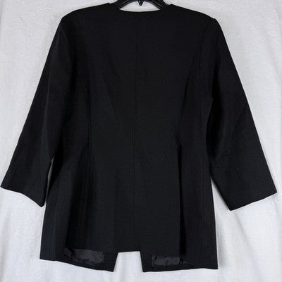 Old Navy Linen Blazer Women Large Petite Black Collarless Suit Jacket LP New NWT