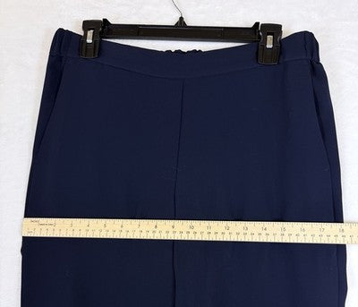 J Crew Dress Pants 10 Womens Navy Blue Pull On Elastic Back Lightweight