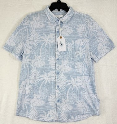 Vintage Summer Shirt Medium Men’s Blue Floral Button Up Lightweight NWT