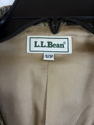 Vintage LL Bean Womens Jacket 12 Petite Brown Houndstooth Wool Blazer 80s 90s