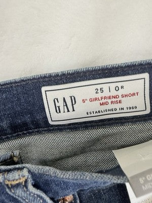 Gap 5" Mid Rise Denim Girlfriend Shorts 25 0 Women Blue Jean New NWT