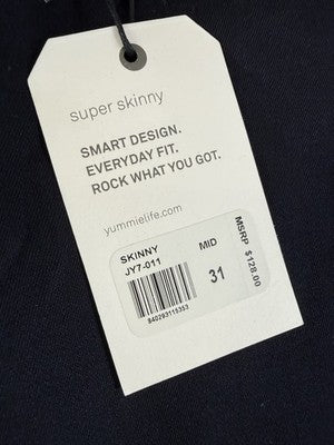 Yummie Heather Thomson Denim 31 Super Skinny Dark Blue Mid Rise Shaping Womens