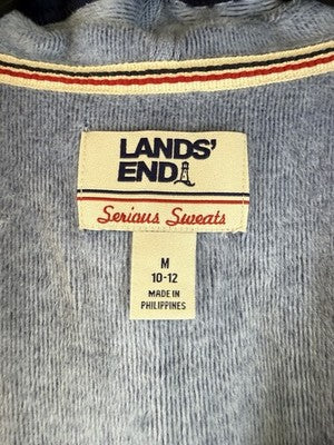Lands End Serious Sweats Women Medium Hoodie Navy Blue Sweatshirt Full