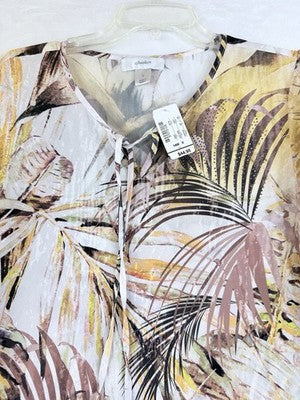 CJ Banks 14W Top X Short Sleeve Lightweight Summer Tropical Print New NWT Womens