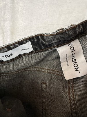ASOS Collusion X005 Jeans 30 Womens Black Acid Wash Button Fly High Rise Denim