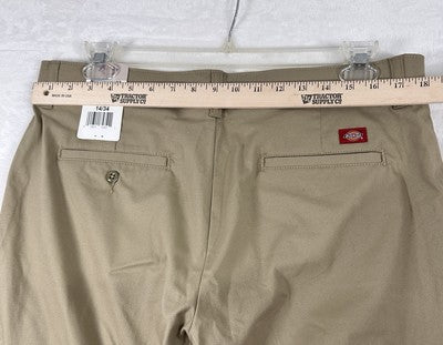 Dickies Relaxed Fit Work Pants Size 14 Tan Khaki Brown Cotton Stretch Womens NEW
