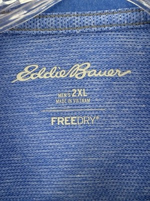 Eddie Bauer Free Dry Polo Shirt 2XL Mens Blue Short Sleeve
