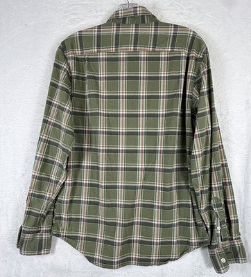 Old Navy Everyday Shirt Regular Fit Small Green Plaid Long Sleeve Mens