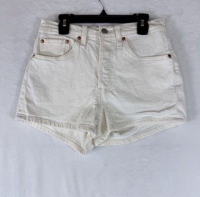Levis 501 Shorts 26 Womens White Ivory Button Fly Original