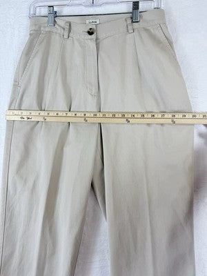 LL Bean Khaki Pants 8 Petite Womens Tan Beige Original Fit High Rise 100% Cotton