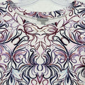 T By Talbots Top 3/4 Sleeve XS Petite Womens Button Hem Purple Print Knit