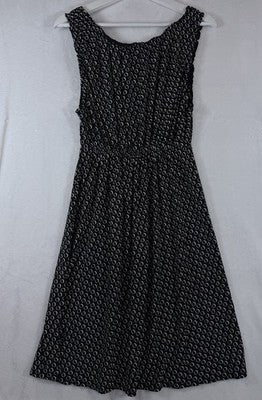 Gap Dress Women Medium Sleeveless Jersey Knit Black Print Knee Length Fit Flare