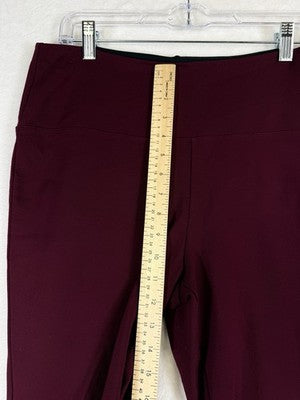Liz Claiborne Lori Leggings Large Burgundy Red Women Slimming Pull On Ponte Knit