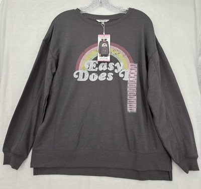Wildfox Sweatshirt Small Gray Easy Does It Womens Top Crew Neck Pullover New NWT