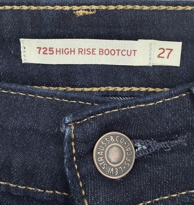 Levis 725 High Rise Bootcut 27 Jeans Womens Dark Blue Denim Levi’s
