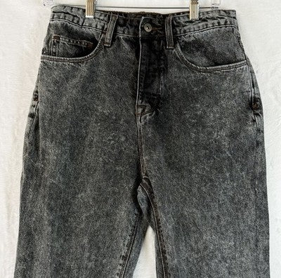 ASOS Collusion X005 Jeans 30 Womens Black Acid Wash Button Fly High Rise Denim