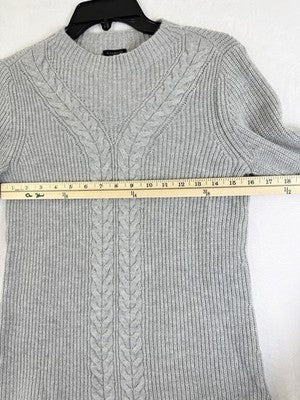 Talbots Sweater Small Lambswool Cable Knit Gray Wool Womens