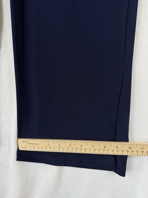 Clara Sun Woo Medium Pants Signature Side Slit Blue Knit Pull On Stretch Womens