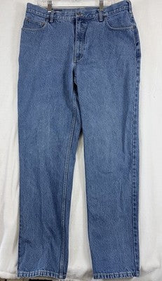Lands End Jeans 38 Mens 38x34 Blue Denim Square Rigger