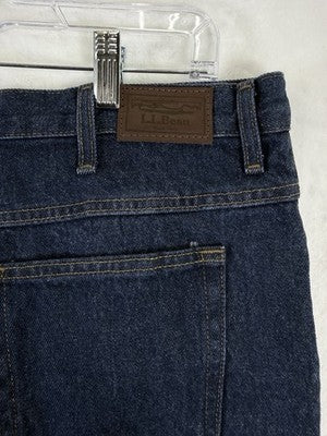 LL Bean Double L Jeans 36x32 Relaxed Fit Mens Blue 100% Cotton Poplin