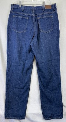 LL Bean Double L Jeans 36x32 Relaxed Fit Mens Blue 100% Cotton Poplin