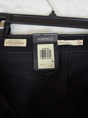 Levis Ribcage Bell Jeans 26 Black High Rise Jeans 26x30 Bell Bottom New NWT