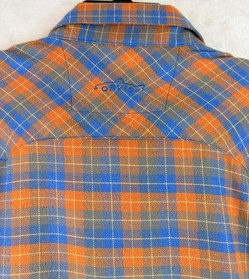 Orvis Troutbum Large Long Sleeve Flannel Shirt Button Down Blue Plaid Mens Trout