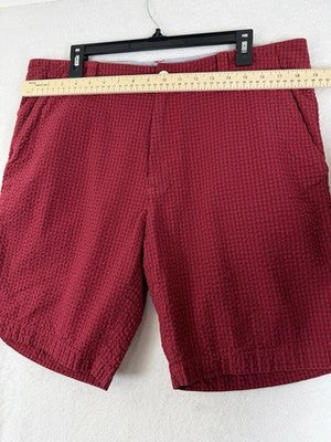 Tommy Hilfiger Shorts Men 35 Red Check 9” 100% Cotton
