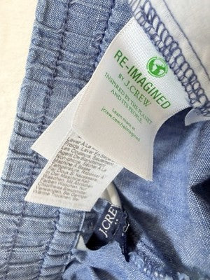 J Crew Chambray Pants 10 Womens Pull On 100% Cotton Blue Pull On Lightweight