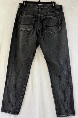 American Eagle High Rise Girlfriend Jeans Women Size 10 Black Distressed