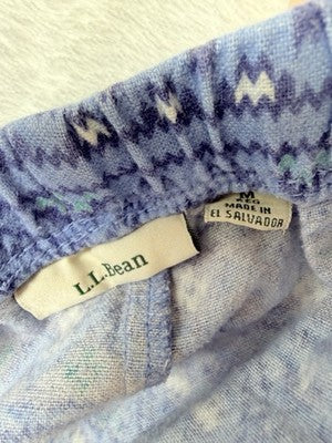 LL Bean Flannel Pajama Pants Womens Medium Blue Fair Isle