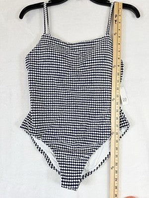 Gap One Piece Swimsuit Womens Medium Navy Blue Gingham Square Neck New NWT