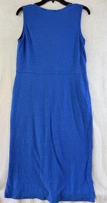 Boden 100% Linen Dress Size 8 Blue Sleeveless Shift Pockets V Neck