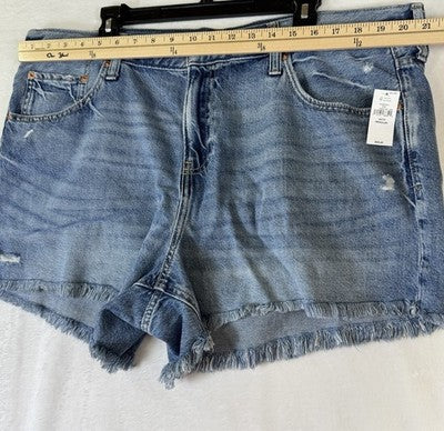 Gap Ultrasoft Denim Shorts 34 Womens 18 Blue Fringe Jean Mid Rise Cut Off New