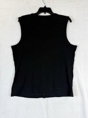 Gap Modern Tee XL Tall Womens Ribbed Sleeveless Top Button Up Black Knit New NWT