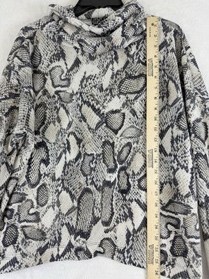 Clara Sun Woo Top Large Sweater Cowl Neck Cozy Texture Python Long Sleeve Womens