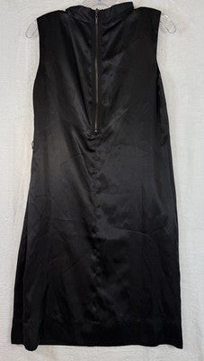Apostrophe Dress 2 Black Satin Shift High Neck Sleeveless New NWT