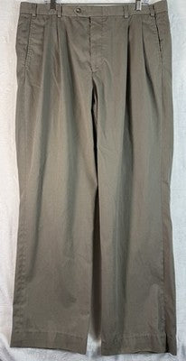 Vintage LL Bean Pants 40 Tan Khakis Pleated Hemmed 40x32 Made In USA 80s 90s