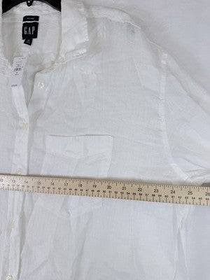 Gap 100% Linen Shirt XL Tall Womens Off White Button Up Top Long Sleeve New NWT
