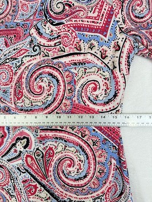 Tommy Hilfiger Dress 8 Bell Sleeve Shear Red Blue Paisley Print Womens