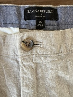 Banana Republic Aiden Shorts 36 Linen Blend Tan Beige 9”
