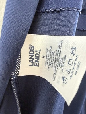 Lands End Swimsuit 16 One Piece Racerback Blue Womens Swim