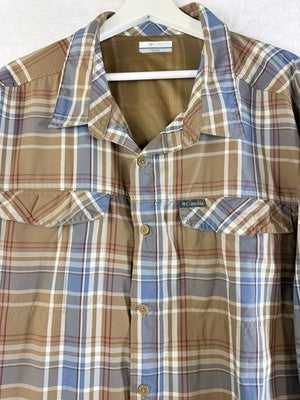 Columbia Shirt Mens 2XL Omniwick Lightweight Long Sleeve Plaid Fishing Button Up