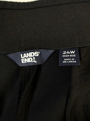 Lands End Straight Leg Pants 24W Black Pencil Pintuck Plus Size Womens