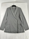 T By Talbots Medium Jacket Knit Gray Asymmetrical Zip 100% Cotton Womens