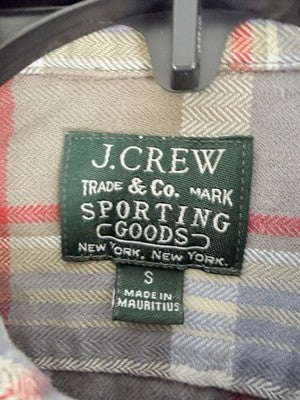 J Crew Flannel Shirt Mens Small Brown Plaid Long Sleeve Button Up Cotton