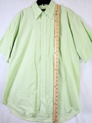 Ralph Lauren Polo Shirt Men Medium Blake Green Check Gingham Short Sleeve Button